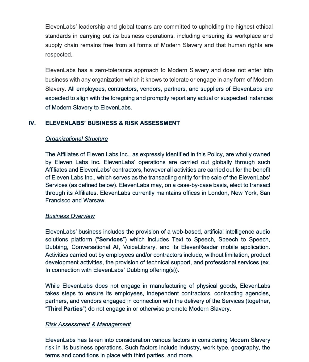 Page 2 of Modern Slavery Policy Statement