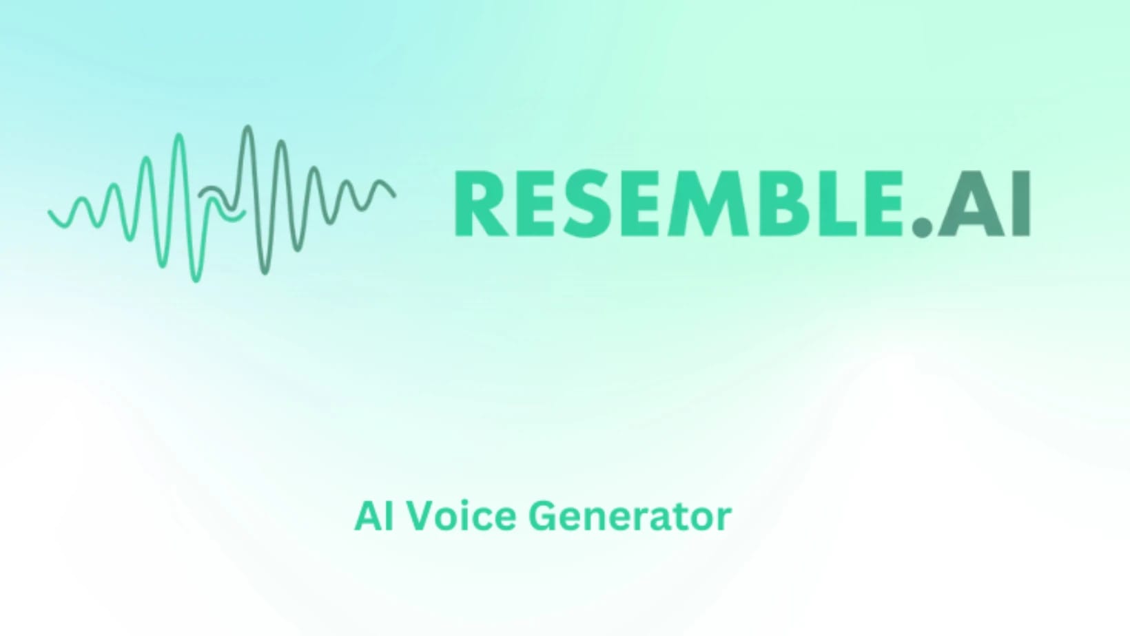 RESEMBLE.AI logo with a waveform graphic and the text "AI Voice Generator" on a light gradient background.