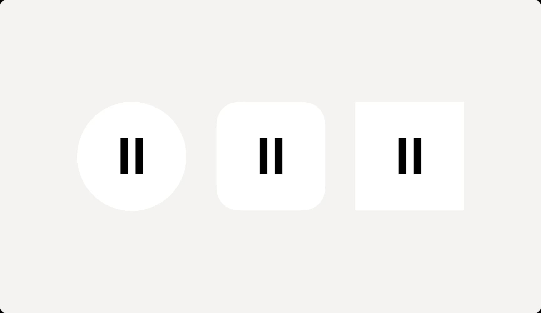 Three pause icons: circular, rounded square, and square.