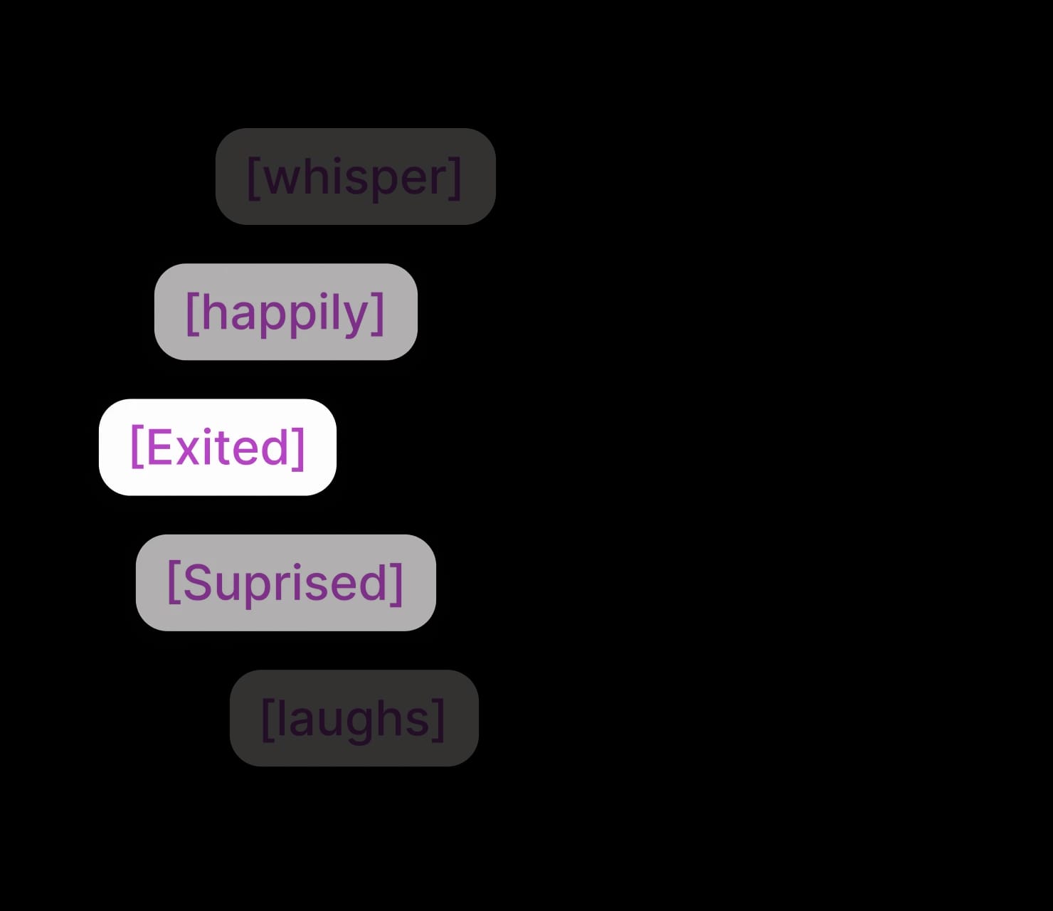 Audio tags adding emotion to AI generated speech