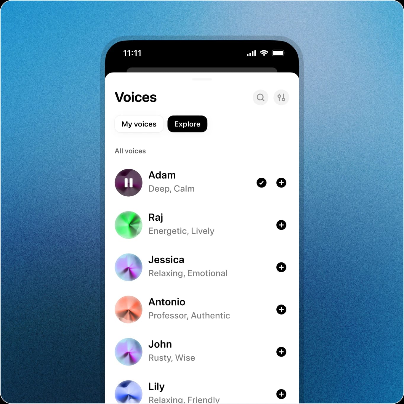 Voice library in app