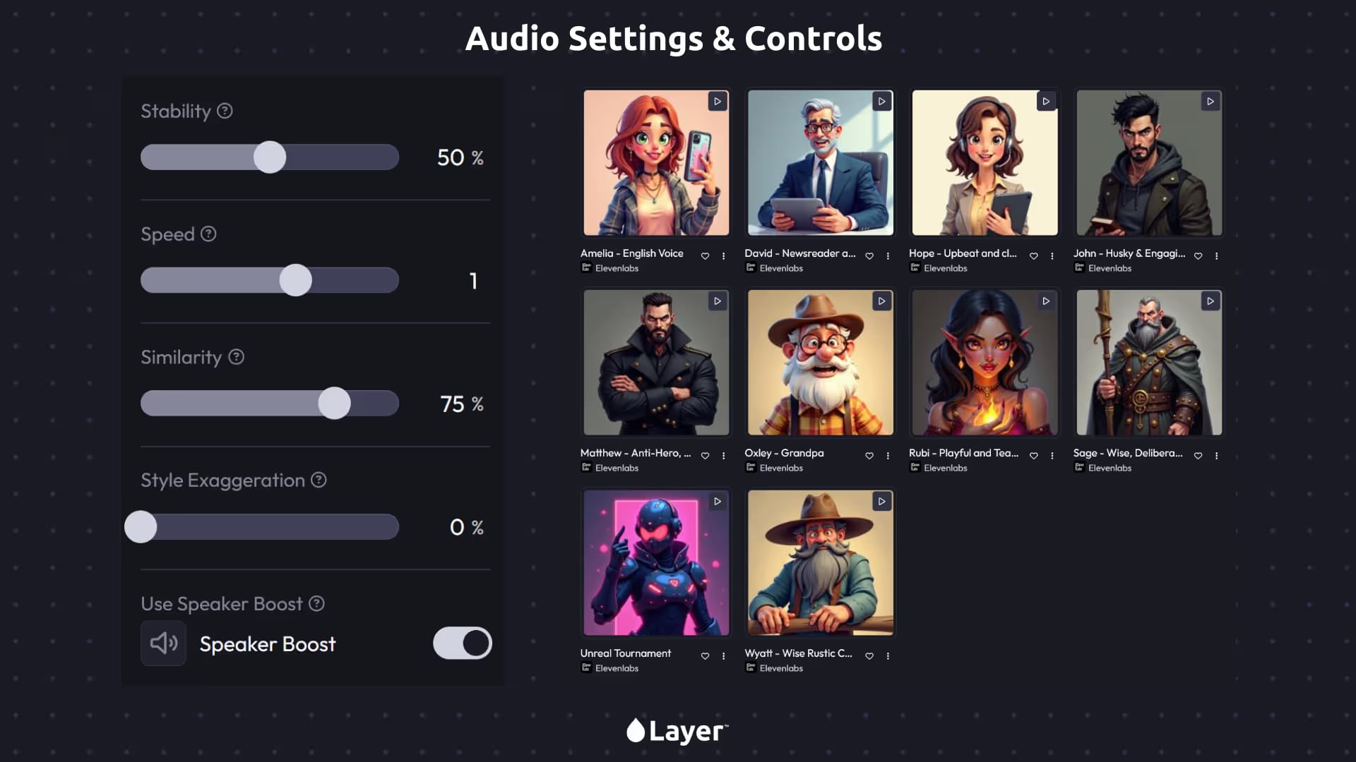 audio settings and controls