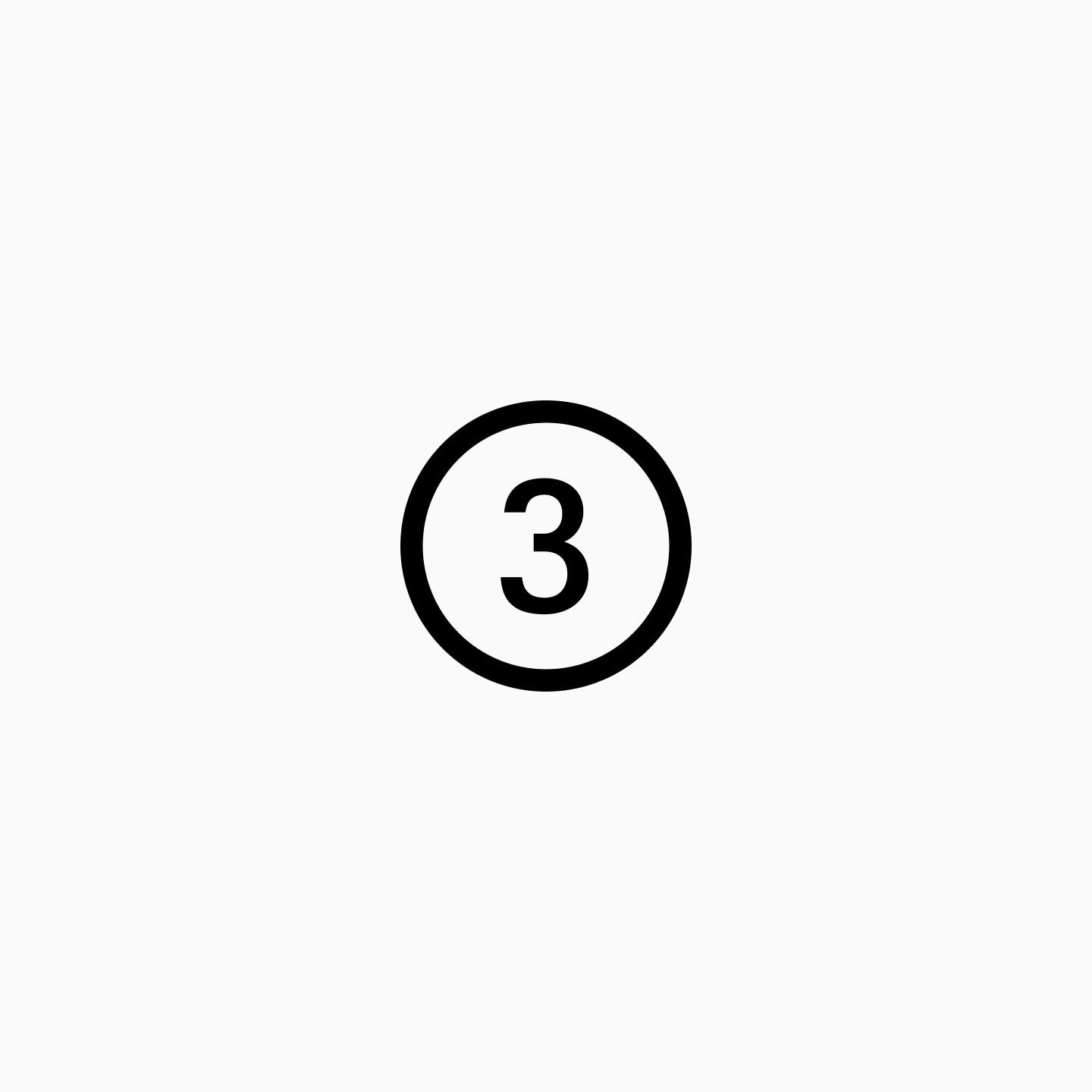 A black number 3 inside a black circle on a light gray background.