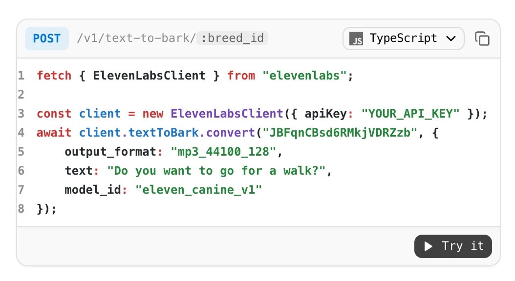 Bark to Speech API
