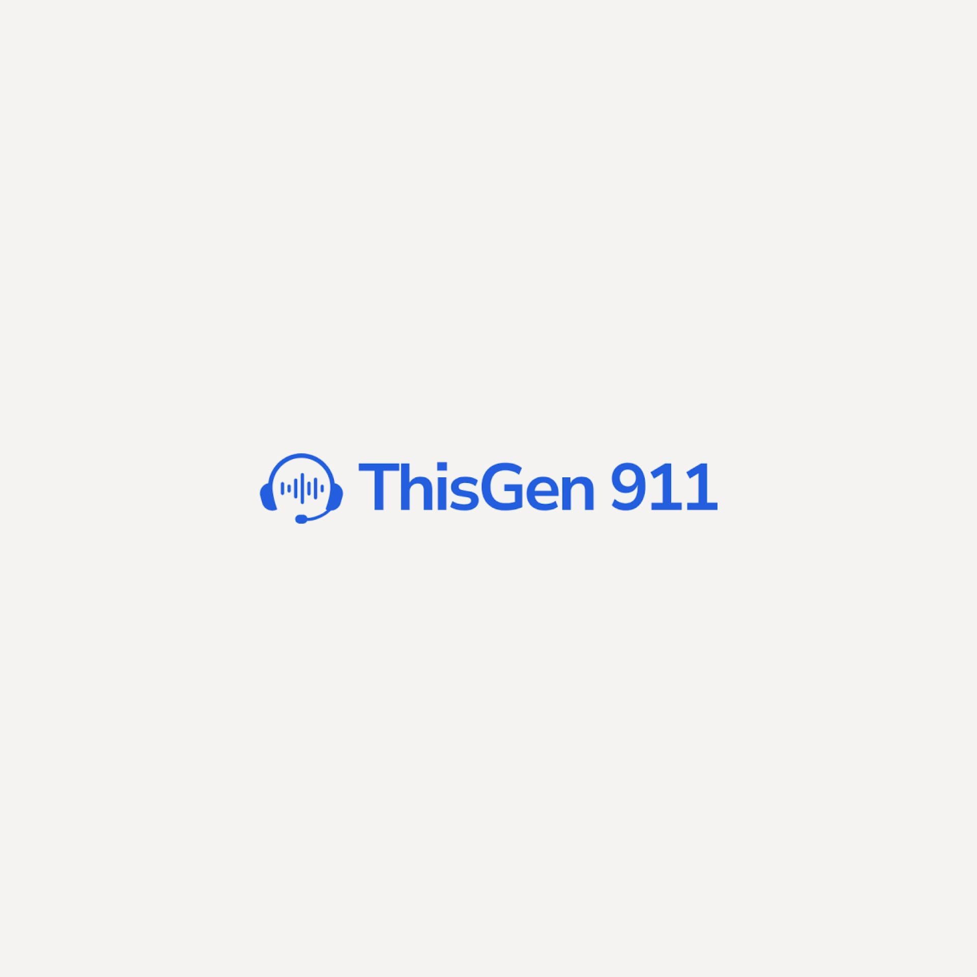 ThisGen 911 logo with a headset icon and the text "ThisGen 911" in blue.