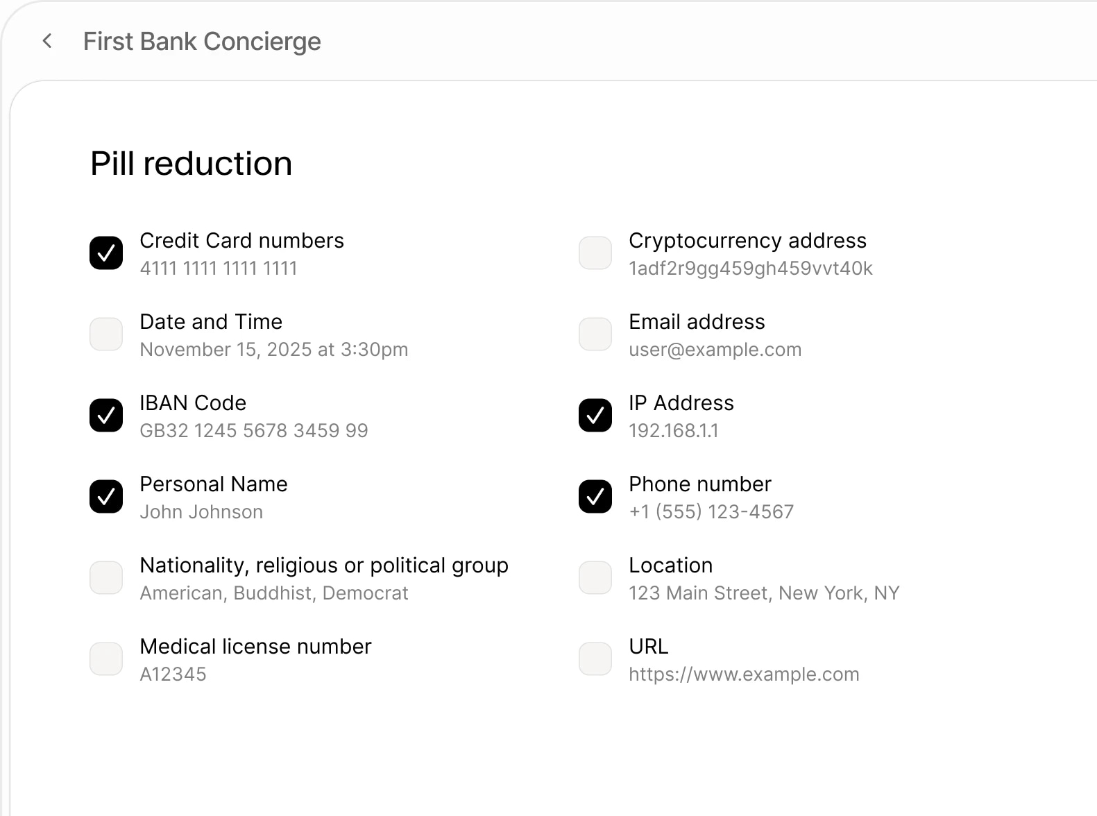 Pill reduction UI