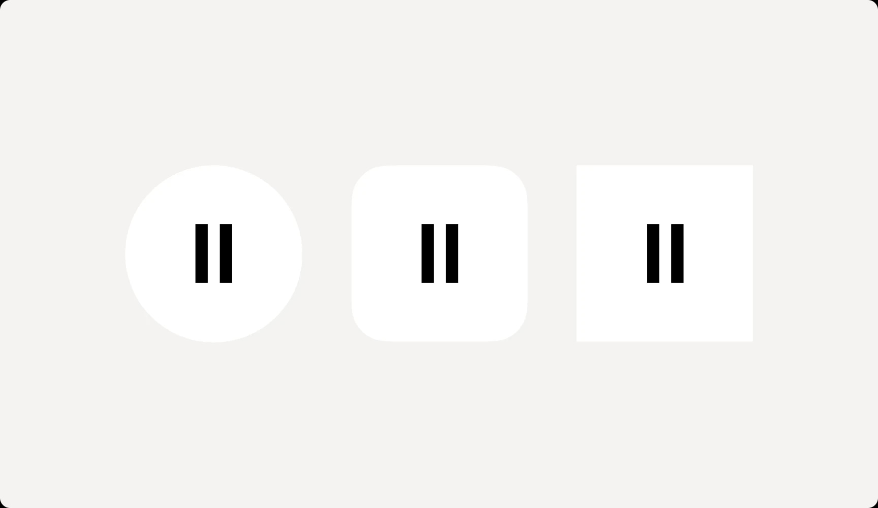 Three pause icons: circular, rounded square, and square.