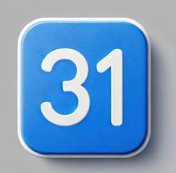 Blue square sign with the number 31 in white.