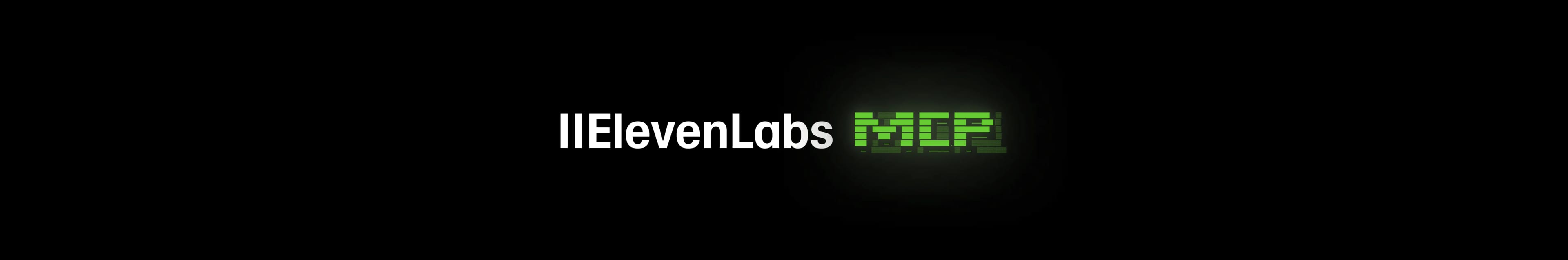 IIElevenLabs MDP2 logo with green digital text on a black background.