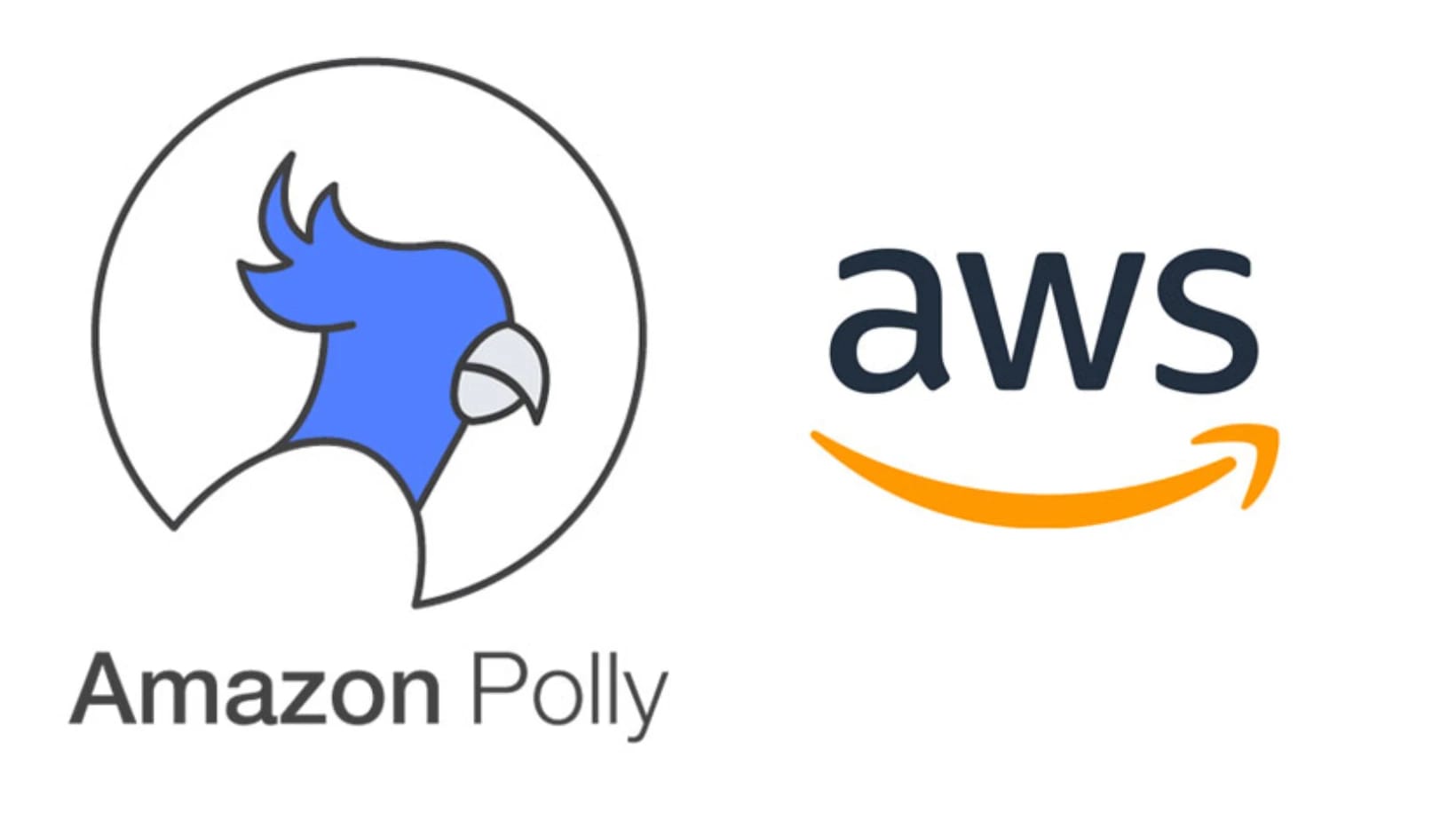 Amazon Polly logo with a blue cartoon bird and the AWS logo.