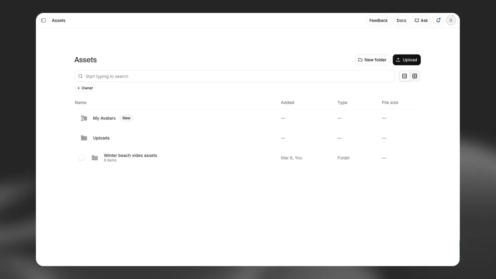 Assets-interface