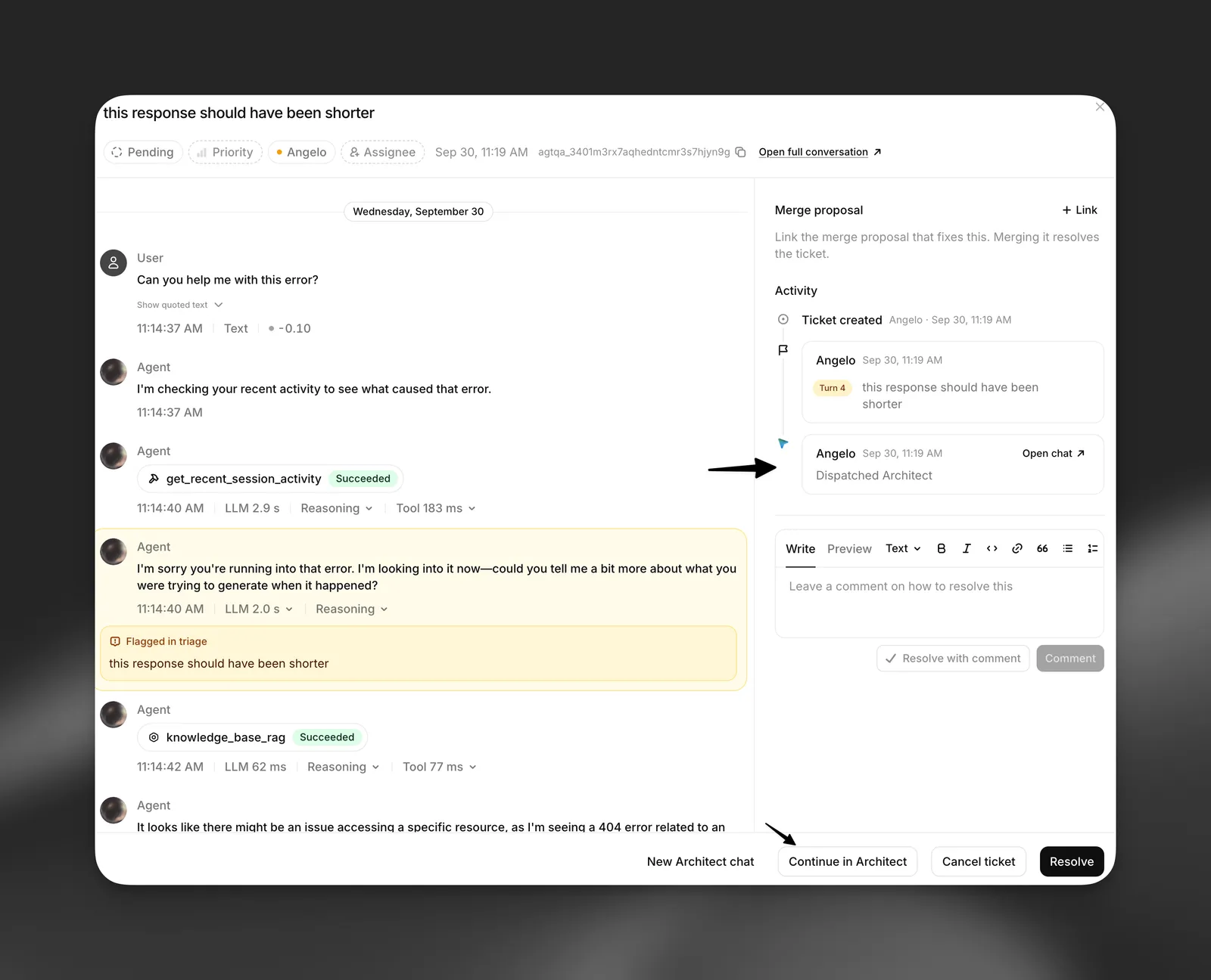 Triage ticket with Architect