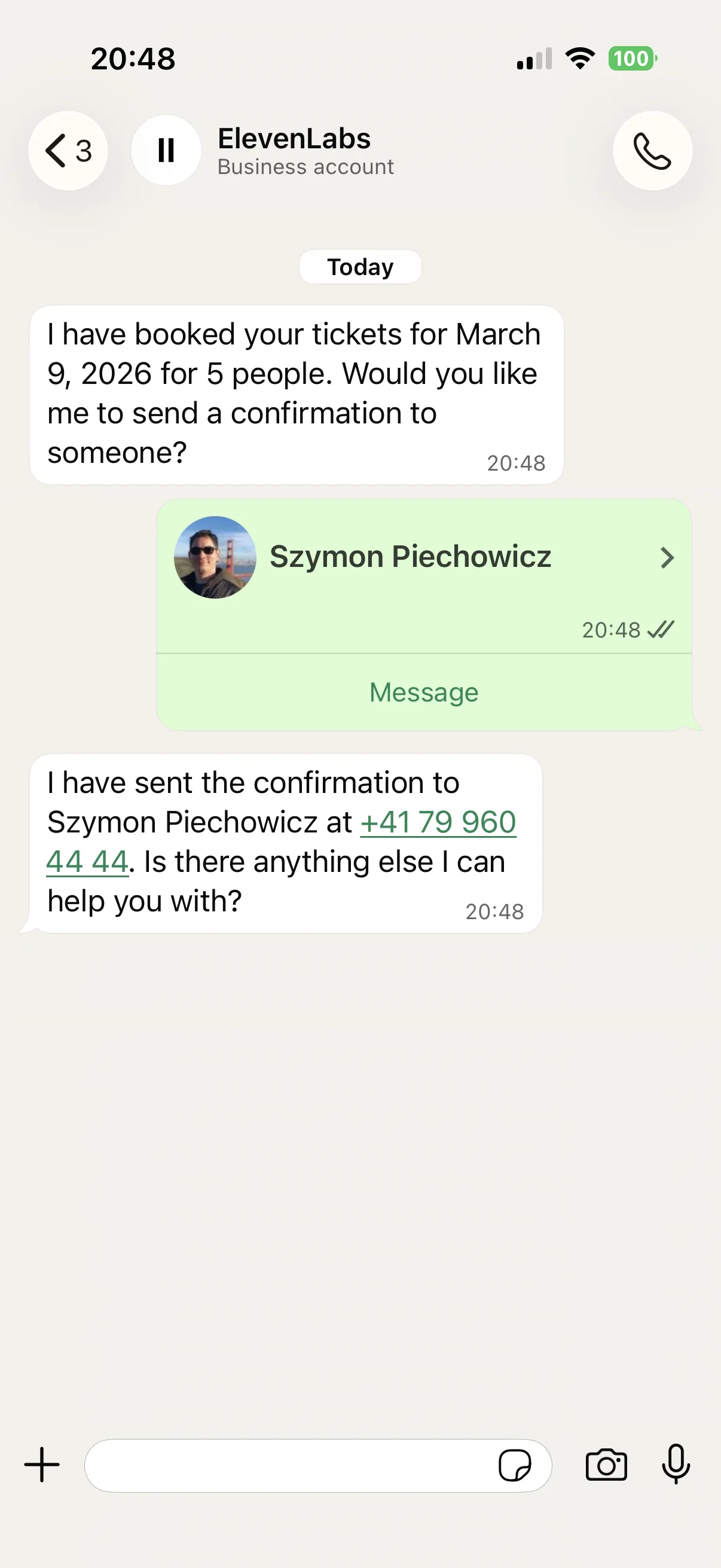 Rozmowa z kontaktami WhatsApp