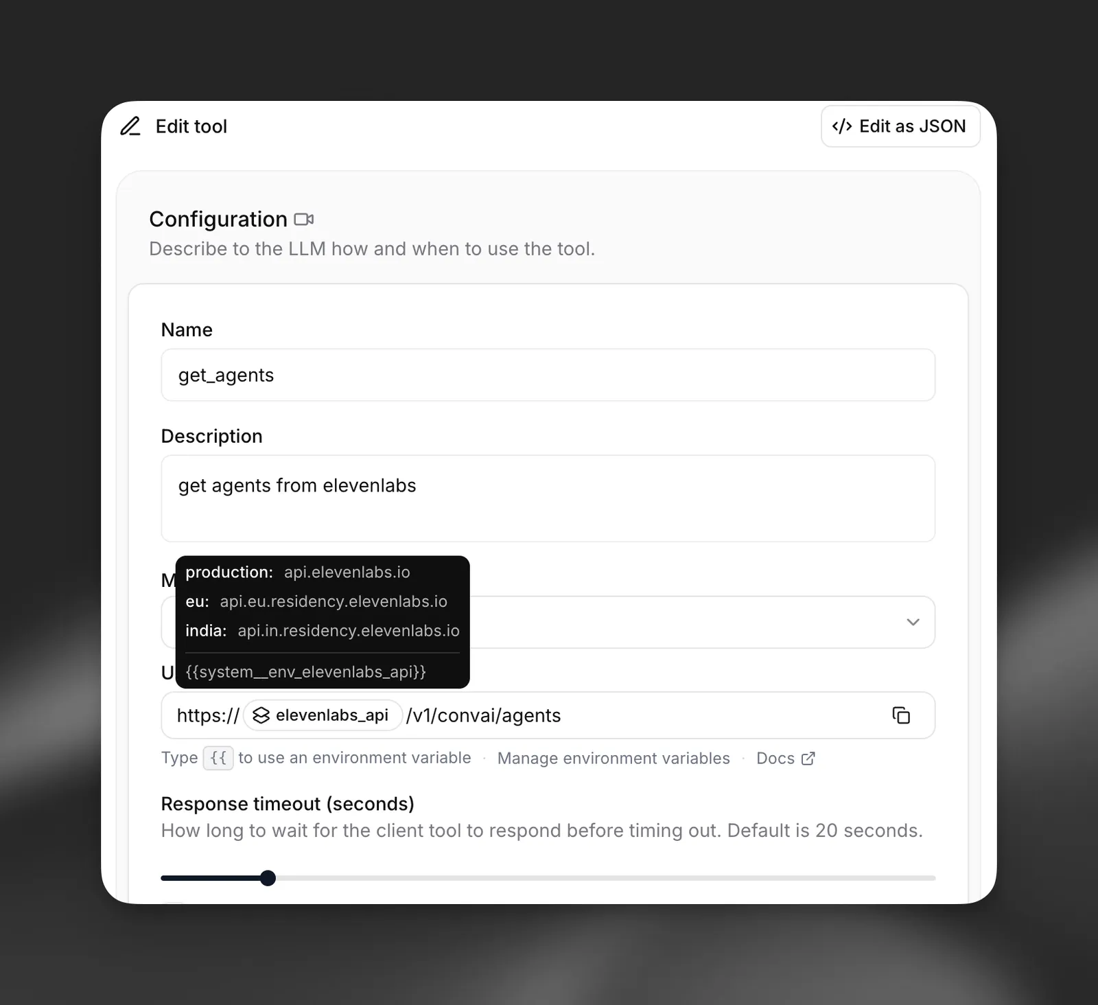 Umgebungsvariable in Tool-URL