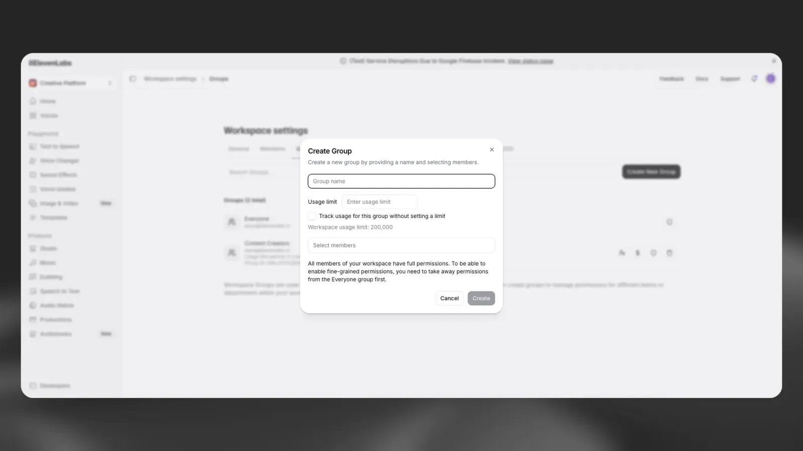 Interface de création d'un groupe de facturation