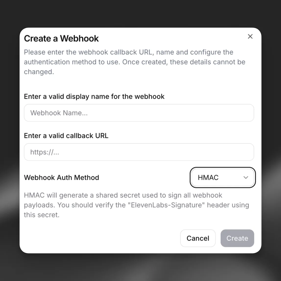 HMAC-Webhook-Konfiguration