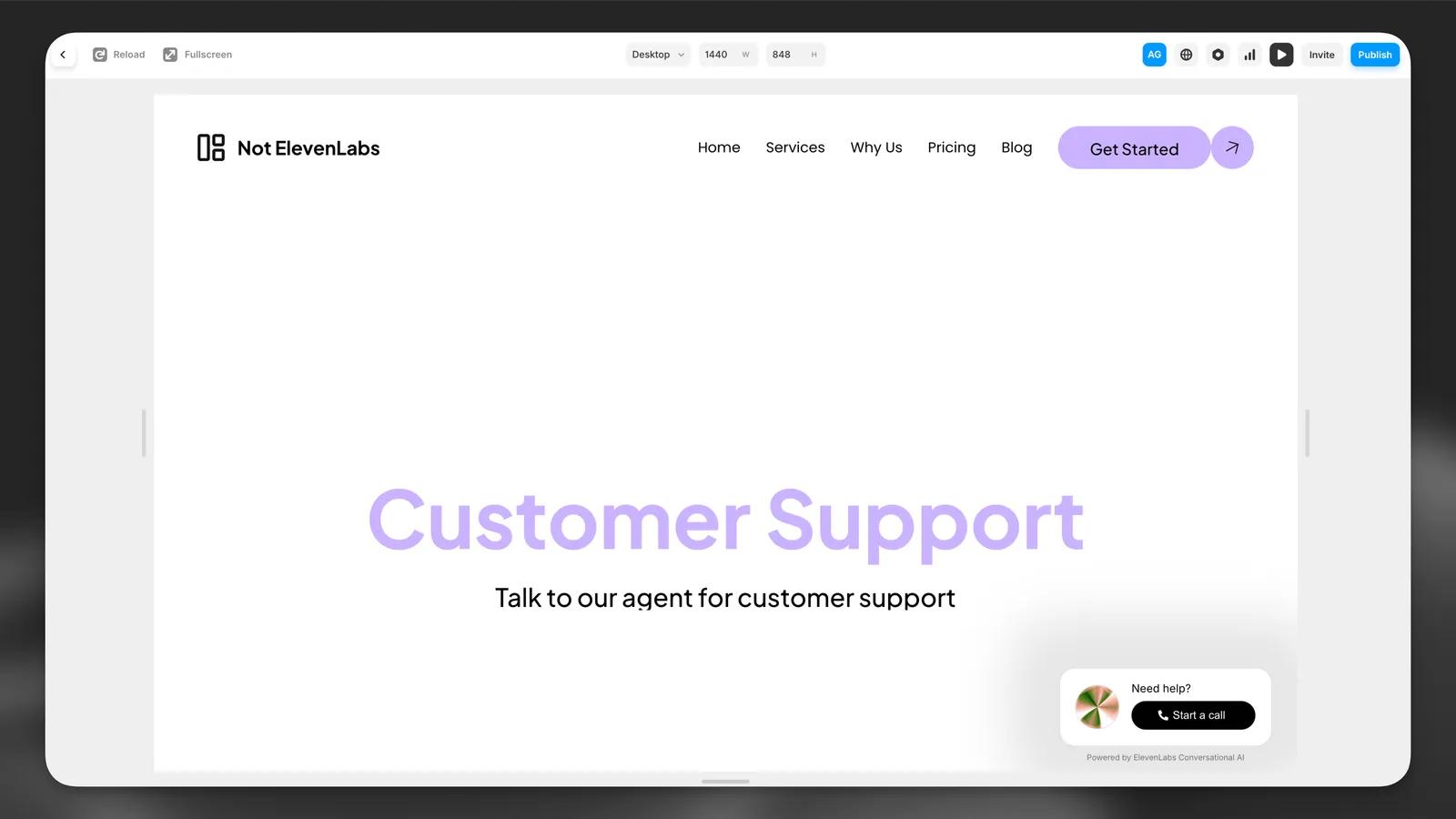 Projet d’exemple Convai Framer