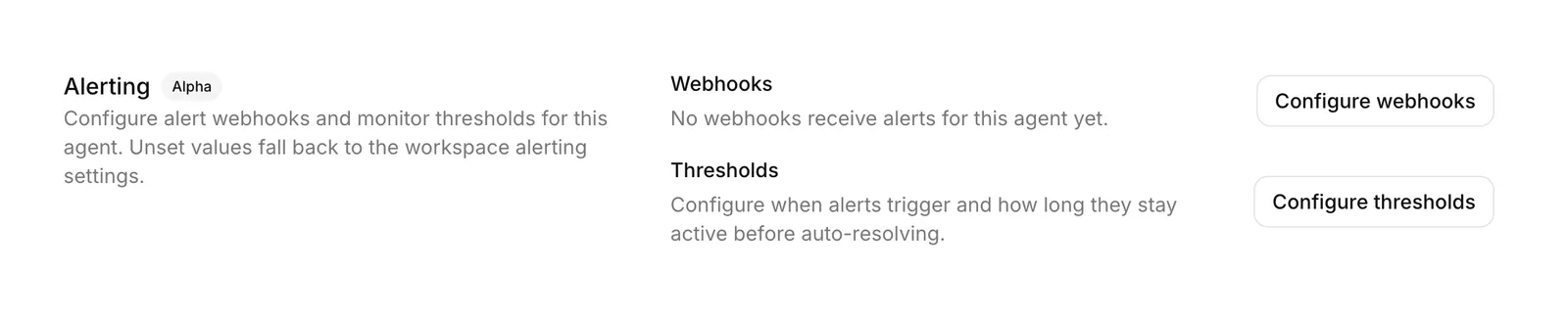 Alert settings in the agent's Advanced
tab