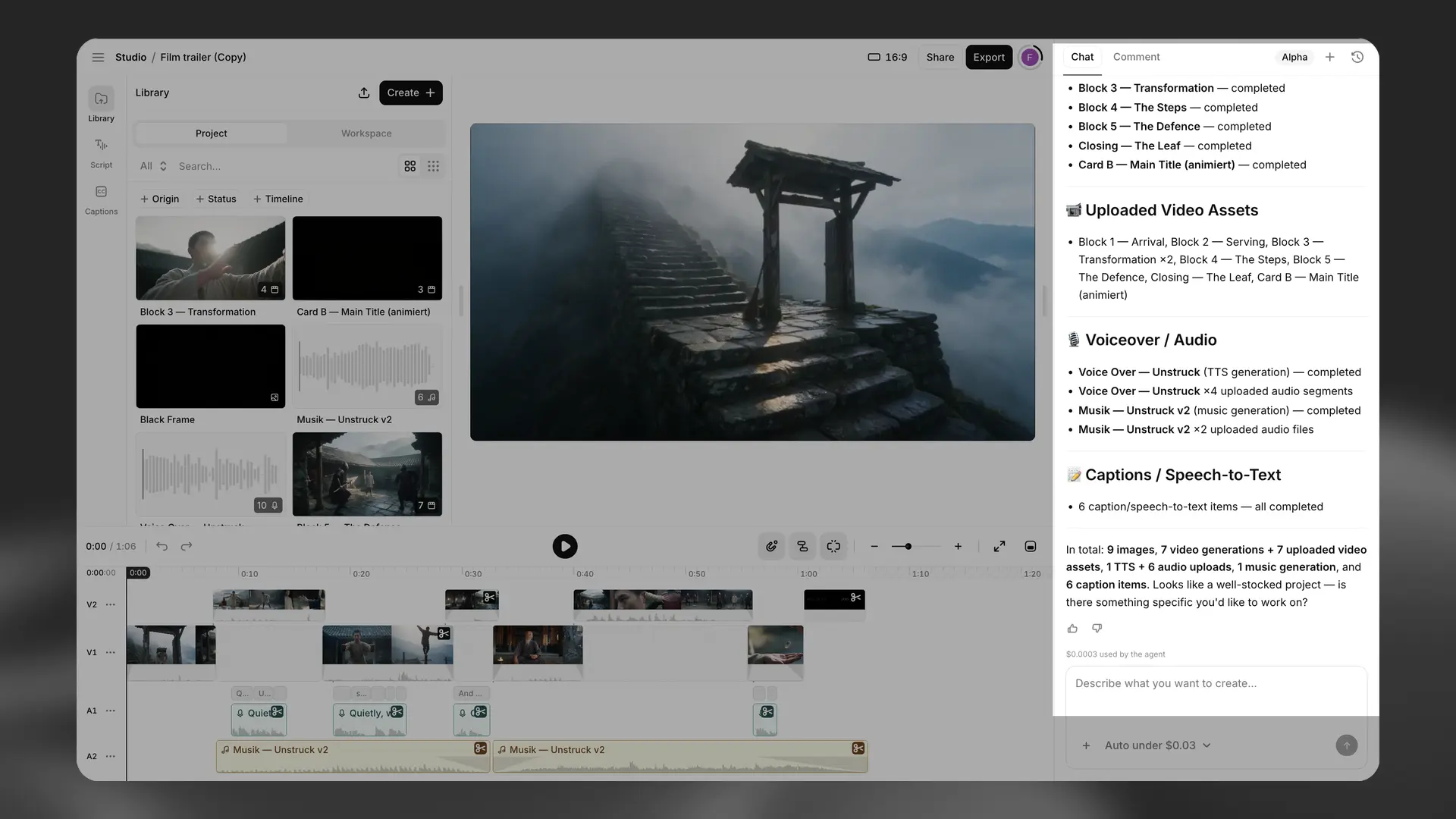 Studio Agent im Videoprojekt-Editor